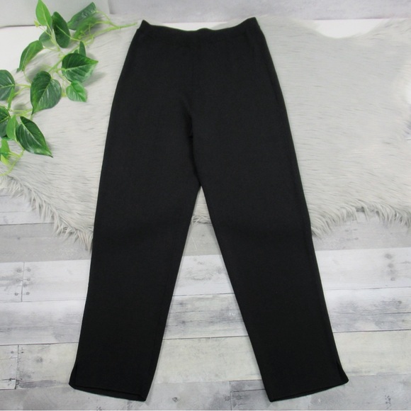 GRACE DIANE LEWIS Black Knit Pull-On Slit Straight Leg Pants Women Size Medium - Picture 10 of 10